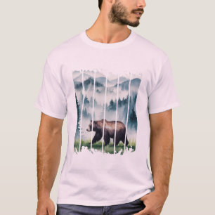 a bear in a misty Wild forest T-Shirt