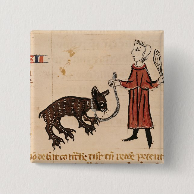 A Bear Keeper, from 'Decrets de Gratien' 2 Inch Square Button (Front)