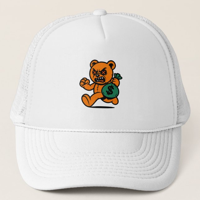 A BEAR THIEF SWEATSHIRT Denim Jacket Trucker Hat (Front)
