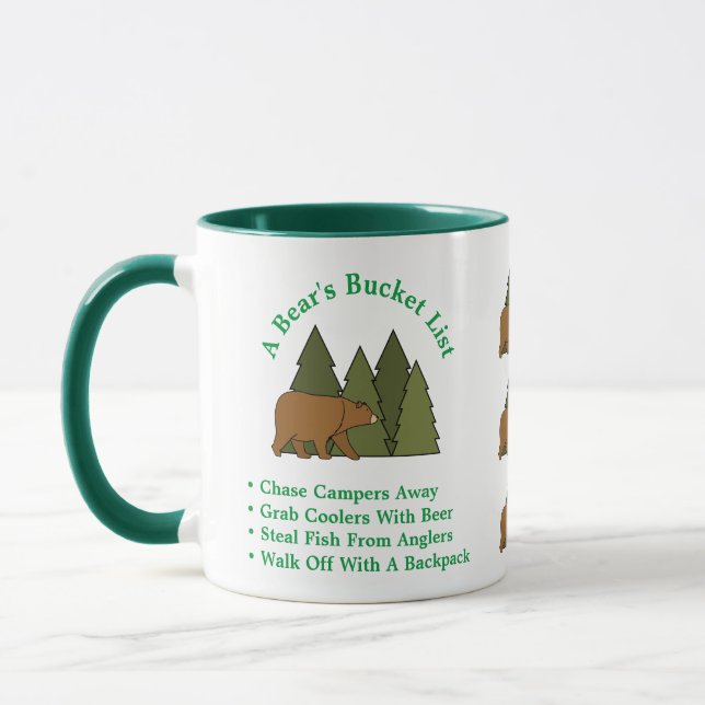 A Bear's Bucket List Funny Camping Mug (Left)