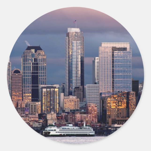 A beautiful and dramatic sunset seen from West Classic Round Sticker (Front)