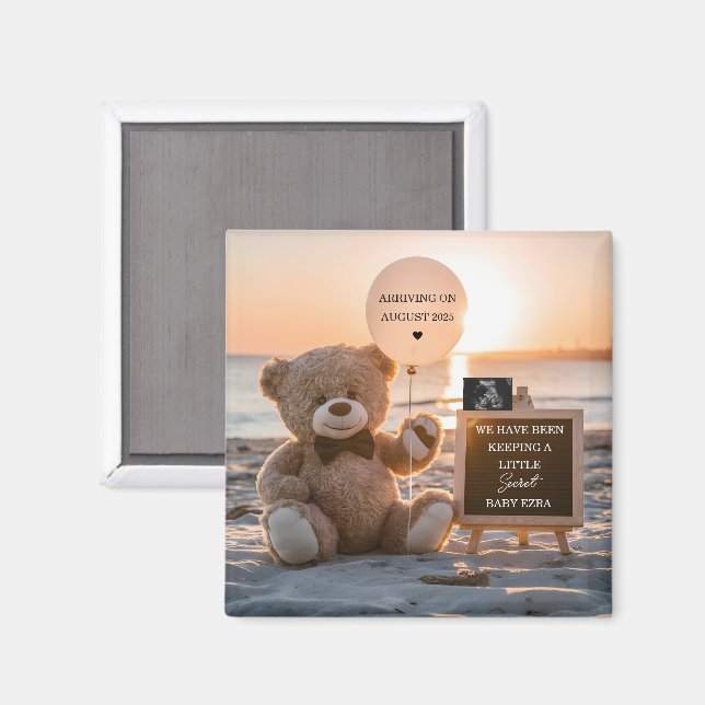 A beautiful beach digital pregnancy announcement  magnet (Front/Back)
