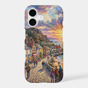 A Beautiful Beach Village Boardwalk at Sunset