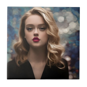 A Beautiful Blonde Woman Tile