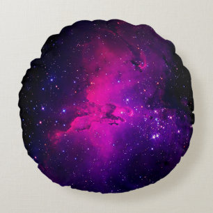 A beautiful, bright space nebula. background,abstr round pillow