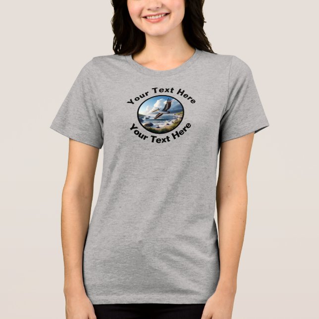 A Beautiful Brown Pelican with Custom Text  Tri-Blend Shirt (Front)