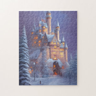 A Beautiful Castle Illuminated in the Snow  Jigsaw Puzzle