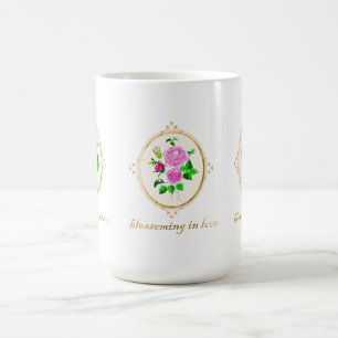 a beautiful ceramic mag with rose design coffee mug