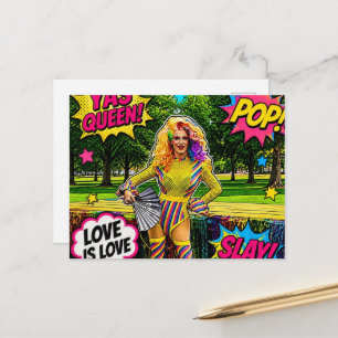 A Beautiful Colourful Drag Queen Pop Art Postcard