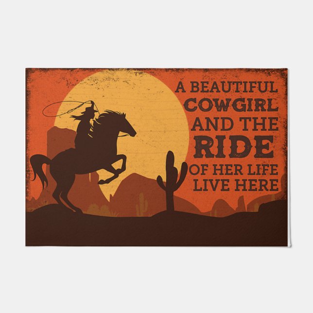 A Beautiful Cowgirl And The Ride Of Her Life Doormat (Front)