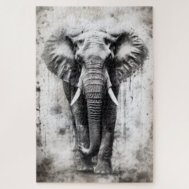 a beautiful elephant as a puzzle (Vertical)