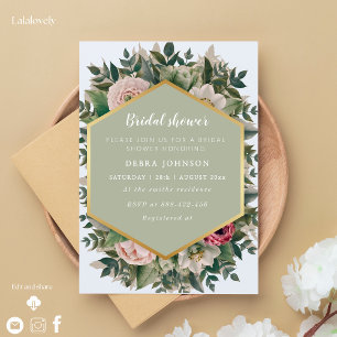 A beautiful floral greenery bridal shower invitation
