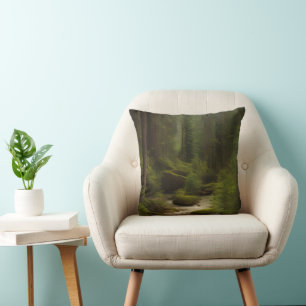A Beautiful Forest Stream Throw Pillow