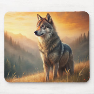 A Beautiful Forest Wolf Mouse Pad