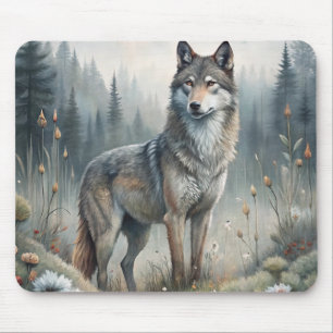 A Beautiful Forest Wolf Mouse Pad