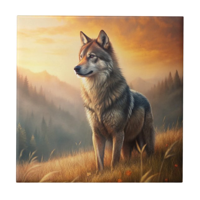 A Beautiful Forest Wolf Tile (Front)