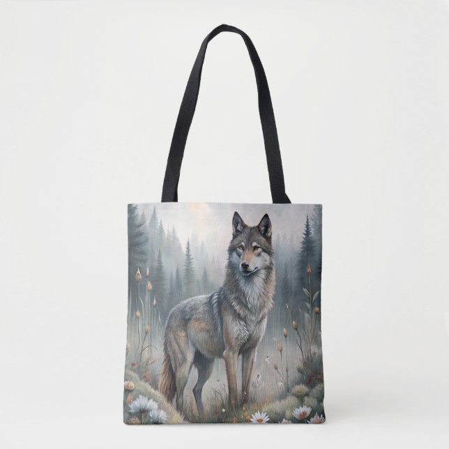 A Beautiful Forest Wolf Tote Bag (Front)