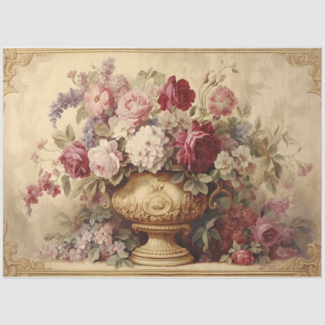 A beautiful French Urn with Florals Tissue Paper (Front)