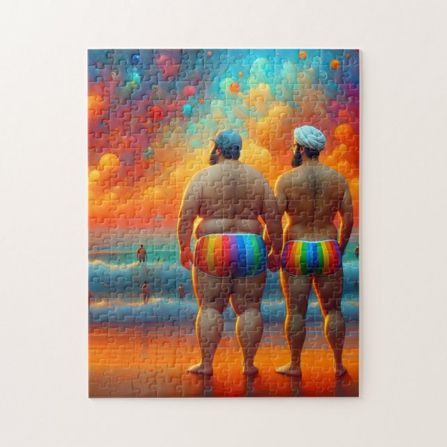 a beautiful gay day at the beach jigsaw puzzle (Vertical)