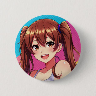 A beautiful girl full of freshness 2 inch round button