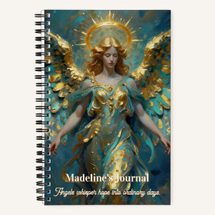 A Beautiful Gold and Turquoise Angel Notebook