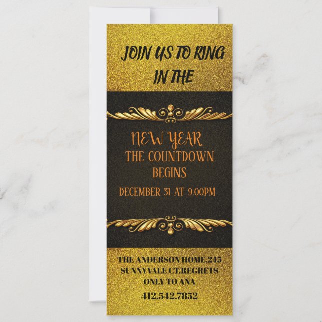 A beautiful invitation for New Year's Eve (Front)