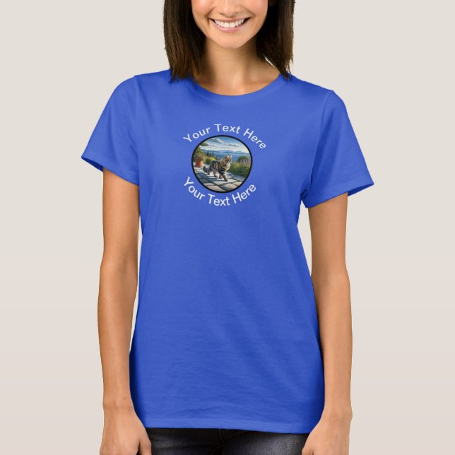 A Beautiful Maine Coon Cat with Custom Text  T-Shirt (Front)