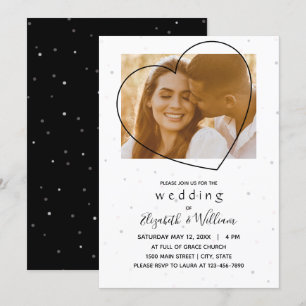 A Beautiful Photo Heart Line Elegant Wedding Invitation