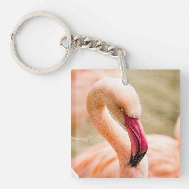 A Beautiful Pink Flamingo  Keychain (Front)