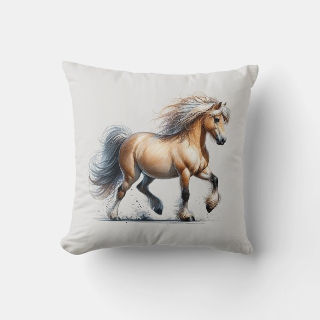 A Beautiful Pony Running Throw Pillow (Front)