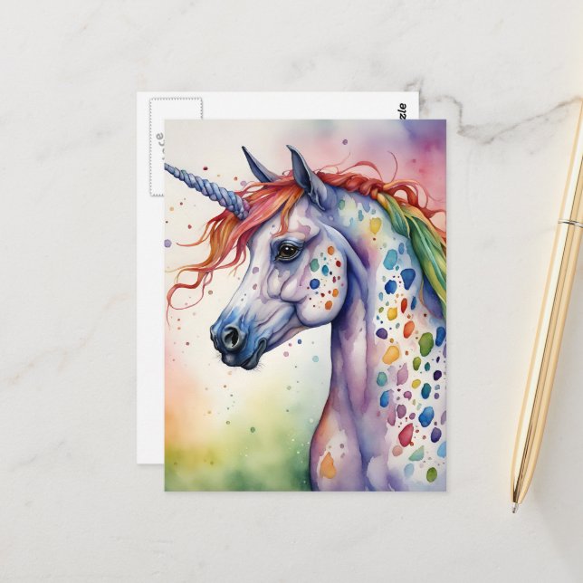 A Beautiful Rainbow Appaloosa Unicorn  Postcard (Front/Back In Situ)