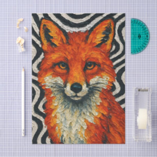A beautiful red fox decoupage tissue paper