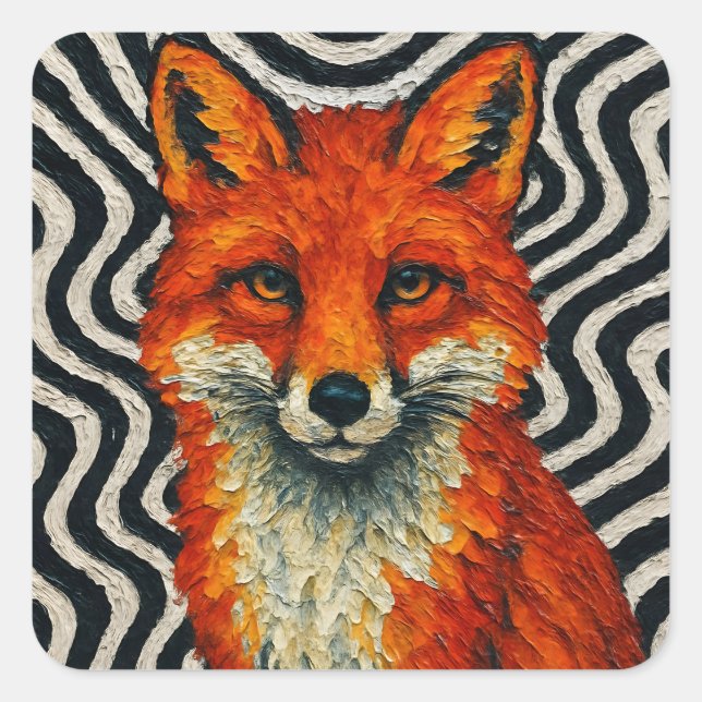 A beautiful red fox  square sticker (Front)