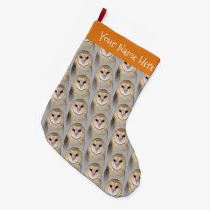 A Beautiful Serene Barn Owl Large Christmas Stocking