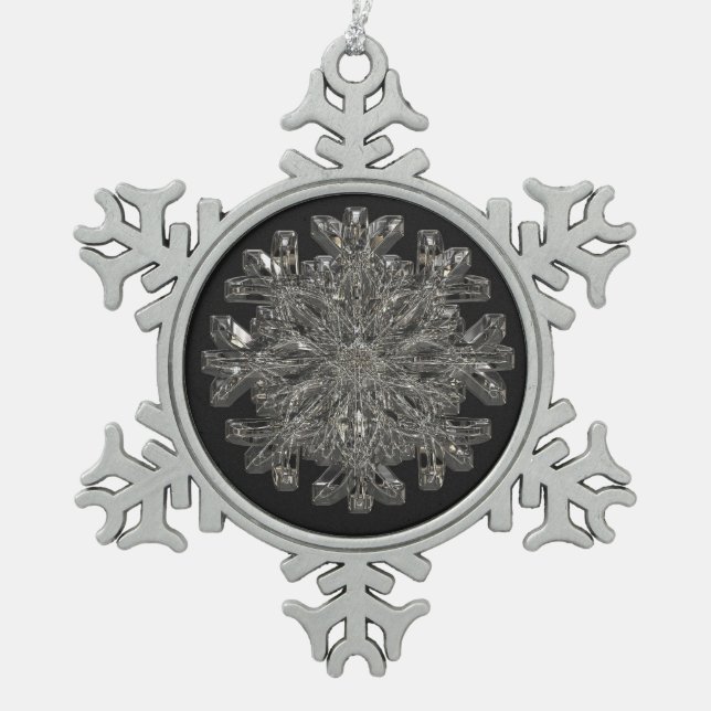 A beautiful snowflake pewter christmas ornament (Front)