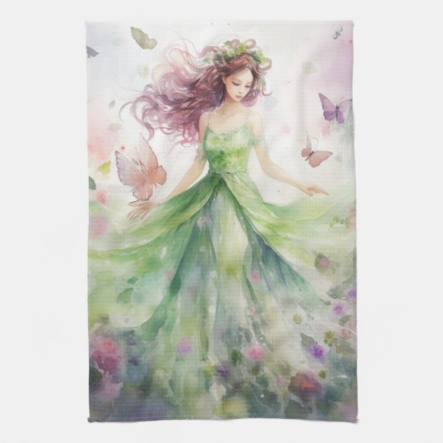 A Beautiful Spring Fairy Kitchen Towel (Vertical)