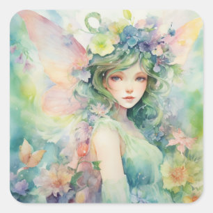 A Beautiful Spring Fairy Square Sticker