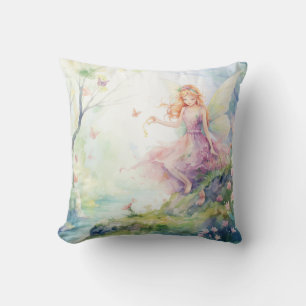 A Beautiful Spring Fairy Throw Pillow