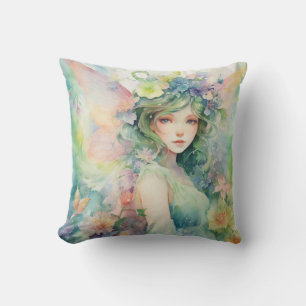 A Beautiful Spring Fairy Throw Pillow