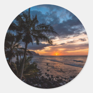 A beautiful sunset classic round sticker