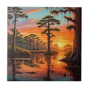 A beautiful sunset down on the Bayou Tile