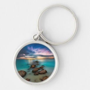 A Beautiful Sunset Over Grace Bay   Turks & Caicos Keychain