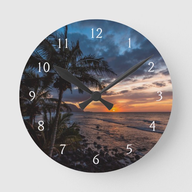 A beautiful sunset round clock (Front)