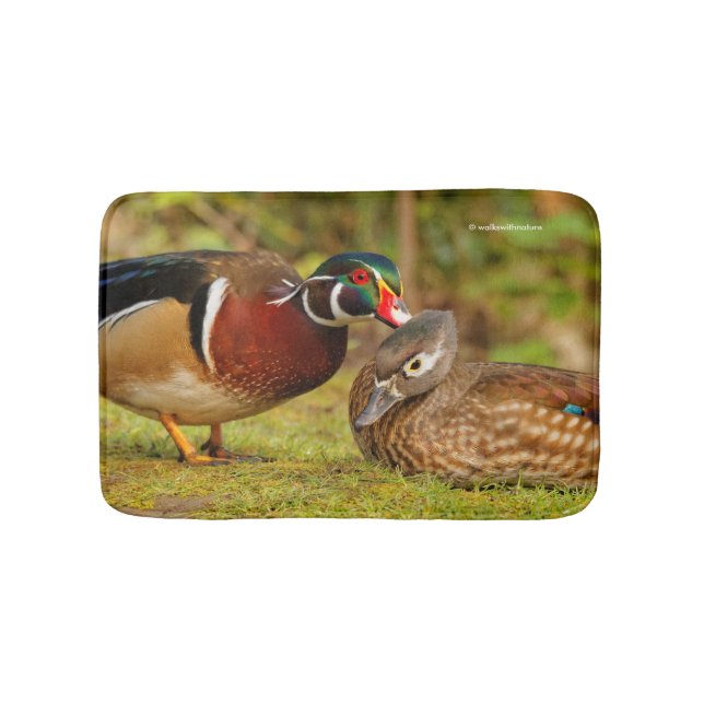 A Beautiful Touching Moment Between Wood Ducks Bath Mat (Front)