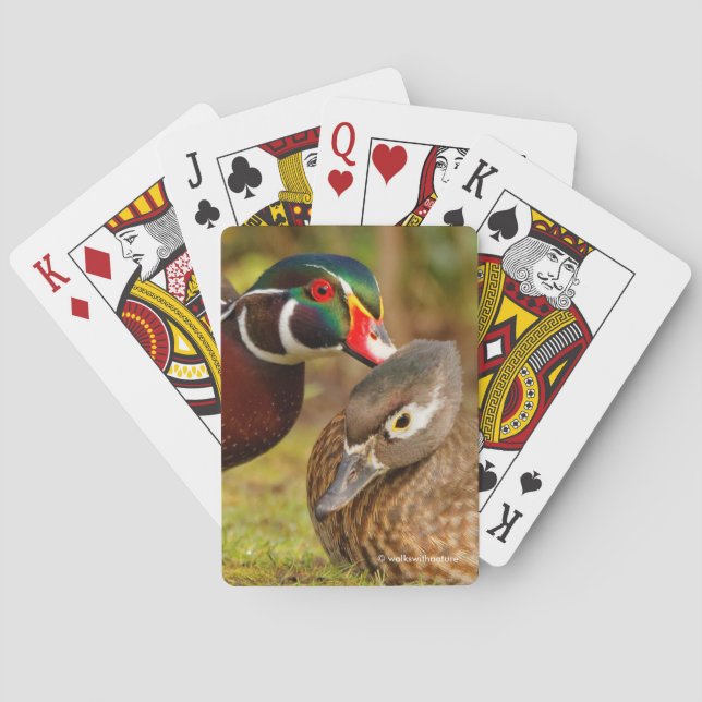 A Beautiful Touching Moment Between Wood Ducks Playing Cards (Back)