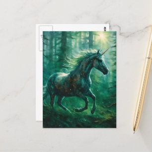 A Beautiful Unicorn in a Forest Postcard