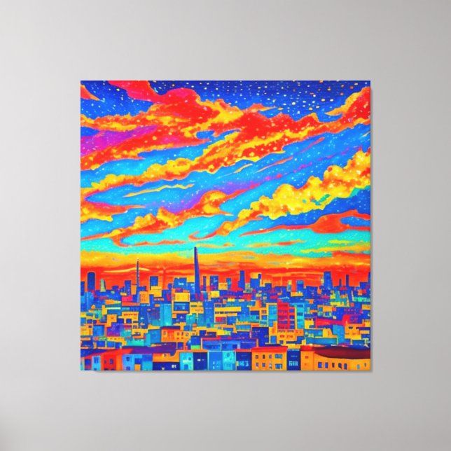 A beautiful view of a city at night canvas print (Front)