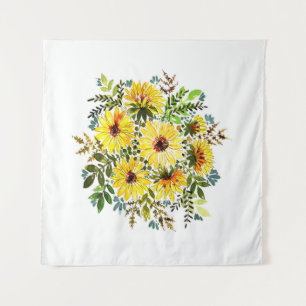 A beautiful watercolor bouquet, lovely yellow flow tapestry