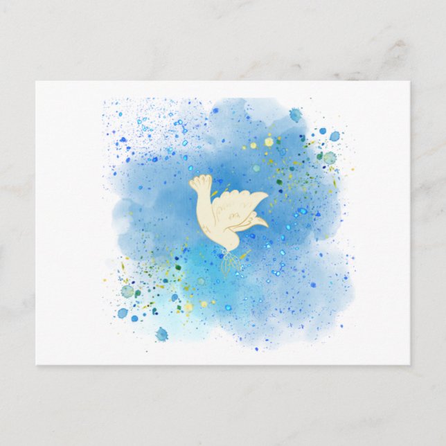 A beautiful white dove brings peace on postcard (Front)