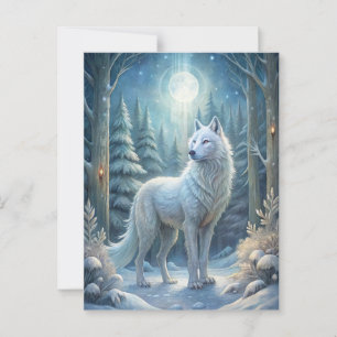 A Beautiful White Wolf Postcard